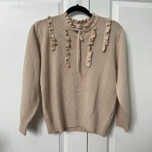 Delicool Sweater Womens Pink Ruffle Knit Mohair Blend Parisian Chic Coquette